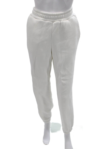 Bazilika Unisex Jogger Sweatpants White Viscose Cotton Size M