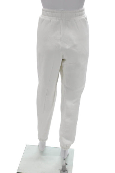 Bazilika Unisex Jogger Sweatpants White Viscose Cotton Size M