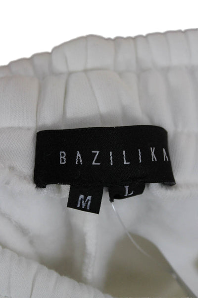 Bazilika Unisex Jogger Sweatpants White Viscose Cotton Size M