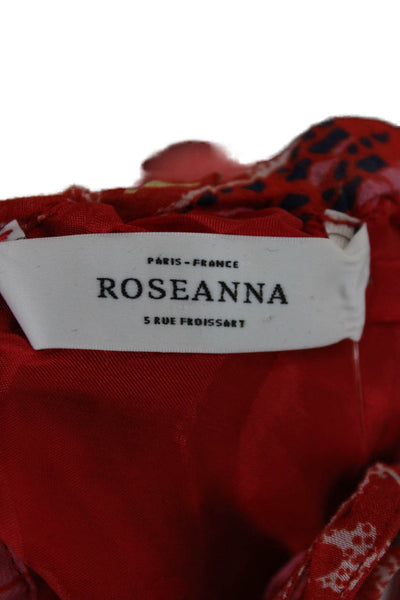 Roseanna Womens Red High Neck Butterfly Long Sleeve Blouse Viscose Silk Size 40