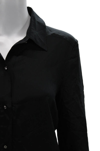 Marc By Marc Jacobs Women Silk Black Collared Long Sleeve Button-Up Size 10