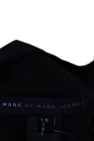 Marc By Marc Jacobs Women Silk Black Collared Long Sleeve Button-Up Size 10