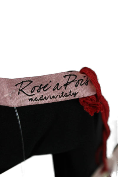 Rose a Pois Women Peasant Black 3/4 Sleeve Polyester Blouse Size 46