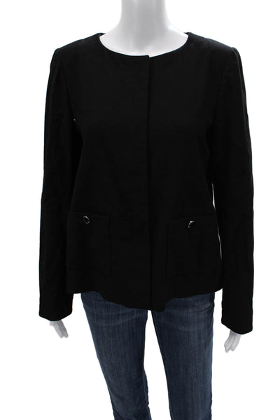 Vanessa Seward Women Designer Black Blazer Long Sleeve Button Front Size 42