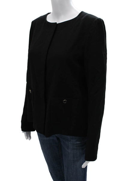 Vanessa Seward Women Designer Black Blazer Long Sleeve Button Front Size 42