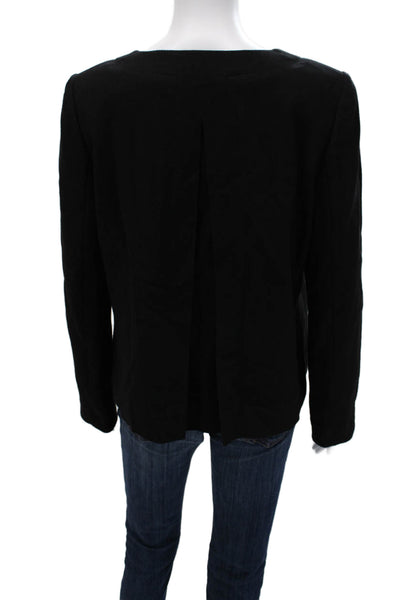 Vanessa Seward Women Designer Black Blazer Long Sleeve Button Front Size 42