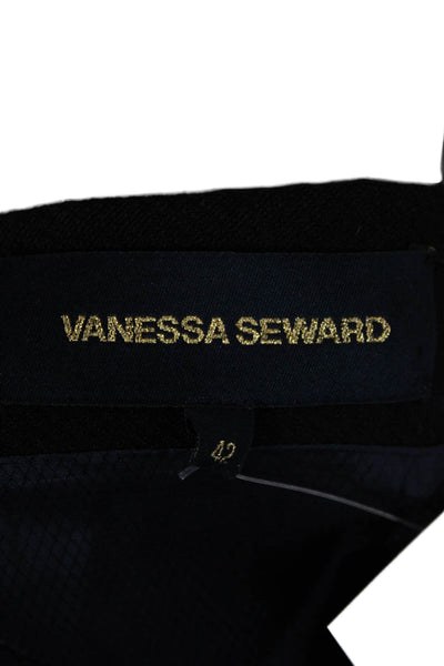 Vanessa Seward Women Designer Black Blazer Long Sleeve Button Front Size 42