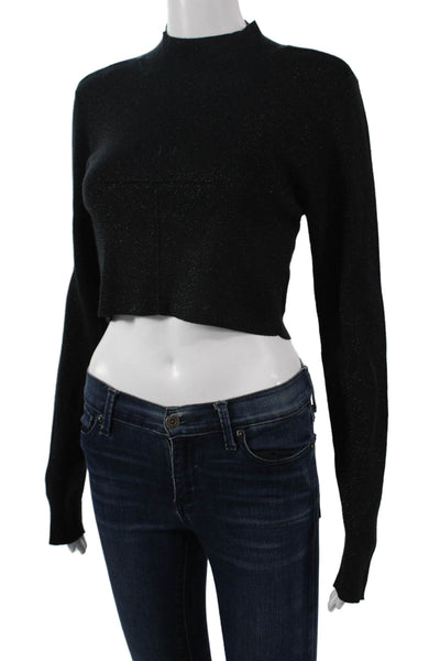 Ksubi Unisex Pullover Sweater Black Mock Neck 90s Long Sleeve Size M