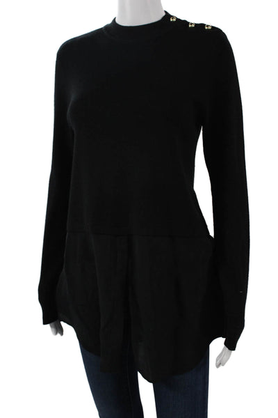 Sandro Unisex Pullover Sweater Black Merino Wool Crew Neck Long Sleeve Size 3