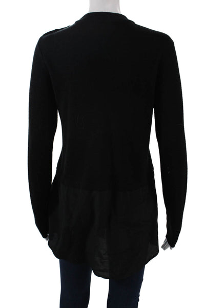 Sandro Unisex Pullover Sweater Black Merino Wool Crew Neck Long Sleeve Size 3