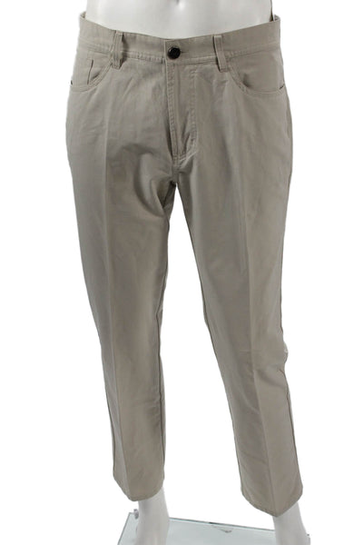 Dunning Mens Chino Pants Beige Polyester Button Size 32