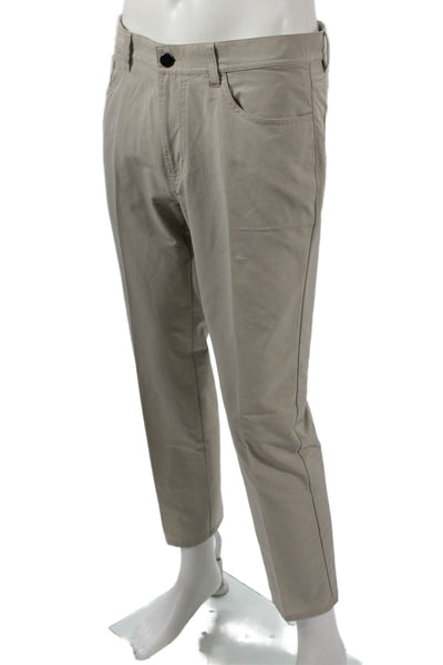Dunning Mens Chino Pants Beige Polyester Button Size 32