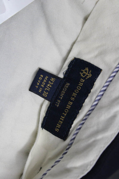 Brooks Brothers Mens Ankle Dress Pants Dark Blue Nylon Classic Size 34