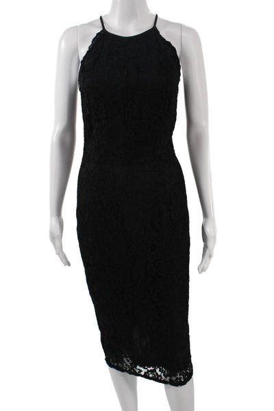 Yumi Kim Womens Black High Neck Sleeveless Bodycon Sheath Dress Mid-Calf Size S
