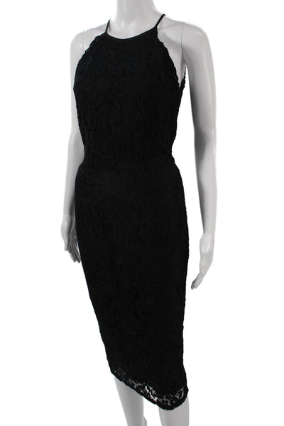 Yumi Kim Womens Black High Neck Sleeveless Bodycon Sheath Dress Mid-Calf Size S