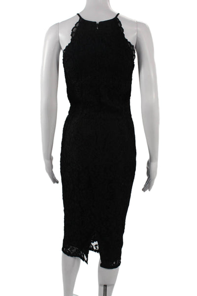 Yumi Kim Womens Black High Neck Sleeveless Bodycon Sheath Dress Mid-Calf Size S
