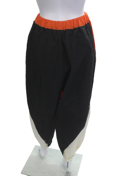 Black Fuchsia Unisex Black Geometric Nylon Jogger Pants 90s Fall Size M