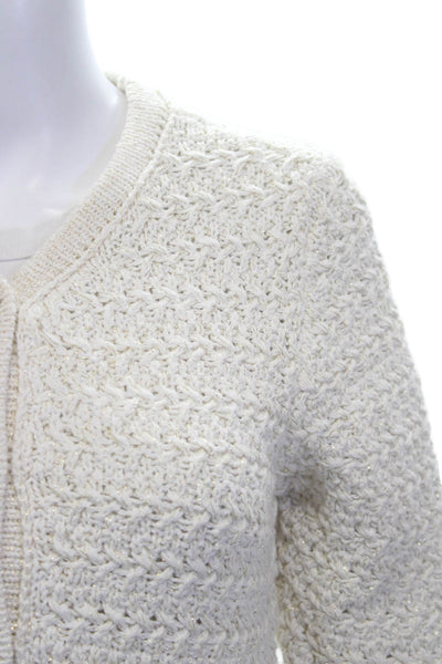 Zara Unisex Cardigan Sweater Beige 3/4 Sleeve Crew Neck Button Size S