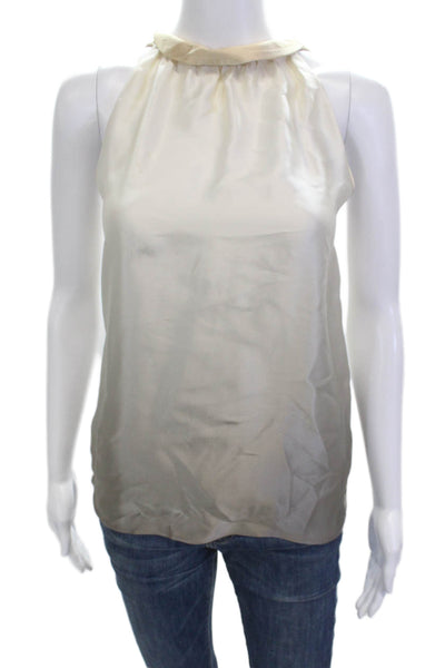 Teenflo Womens Beige Sleeveless High Neck Blouse 88% Lyocell Size 8