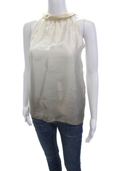 Teenflo Womens Beige Sleeveless High Neck Blouse 88% Lyocell Size 8