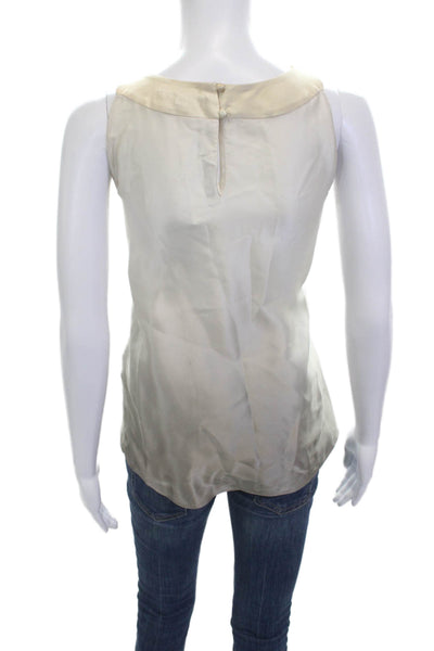 Teenflo Womens Beige Sleeveless High Neck Blouse 88% Lyocell Size 8