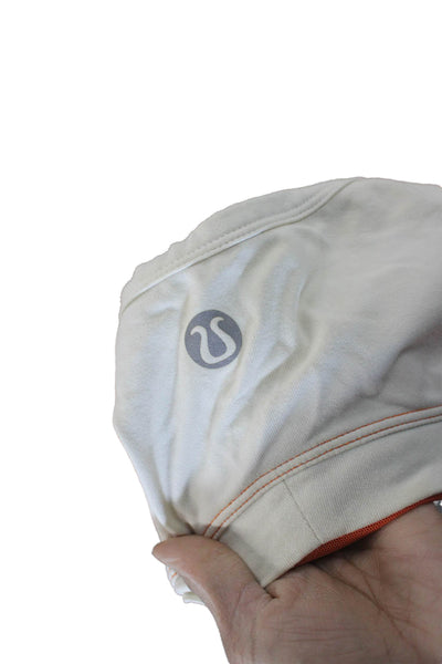Lululemon Women Cropped V Neck Short Sleeve Drawstring Beige Top Size 4