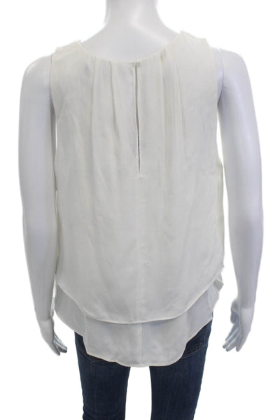 J Crew Womens White Sleeveless Round Neck Viscose Blouse Button Size 6
