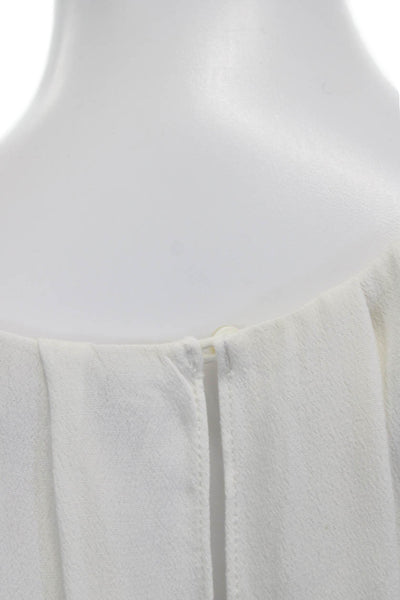 J Crew Womens White Sleeveless Round Neck Viscose Blouse Button Size 6