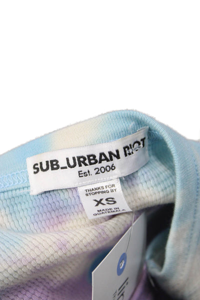 Sub_Urban Riot Womens Basic Light Blue Long Sleeve Crew Neck T-Shirt Size XS