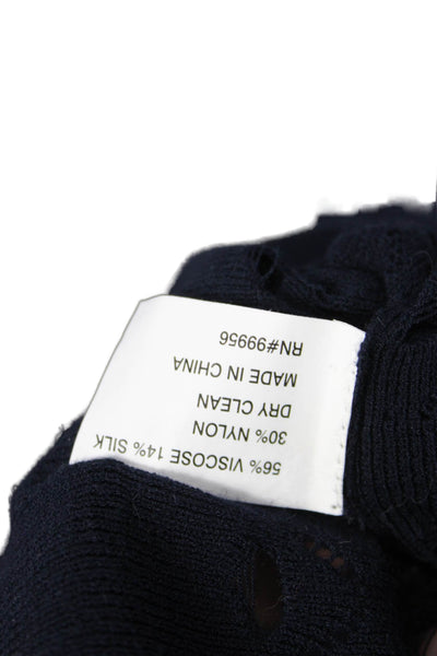 Shoshanna Womens A-Line Sweater Dress Dark Blue Square Neck Short Sleeve Size M