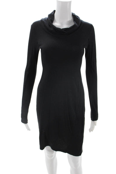 James Perse Womens Sheath Sweater Dress Black Turtleneck Long Sleeve Size 3