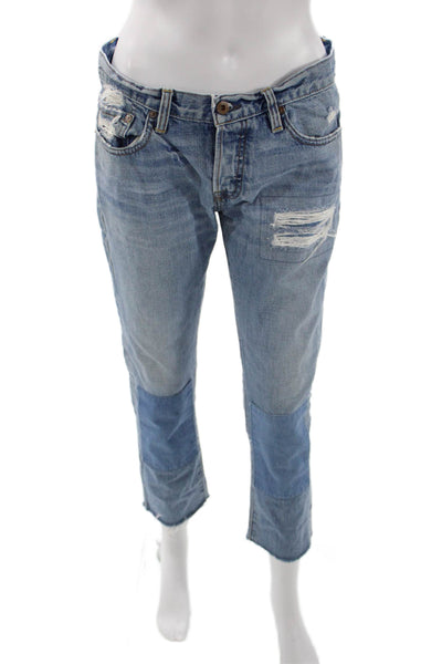 NSF Women Boyfriend Cropped Blue Mid-Rise Cotton Jeans Size 27