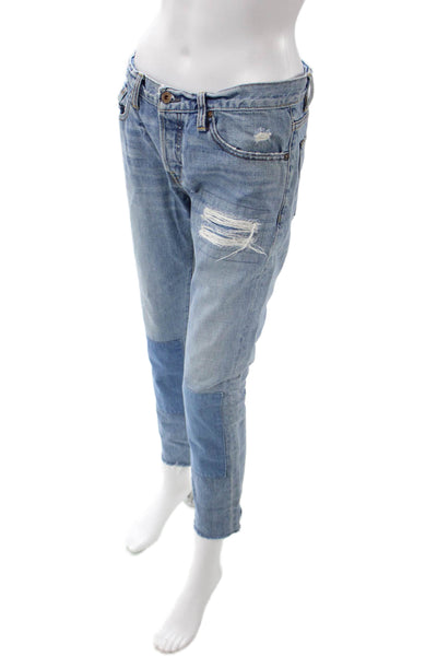 NSF Women Boyfriend Cropped Blue Mid-Rise Cotton Jeans Size 27