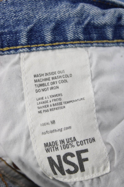 NSF Women Boyfriend Cropped Blue Mid-Rise Cotton Jeans Size 27