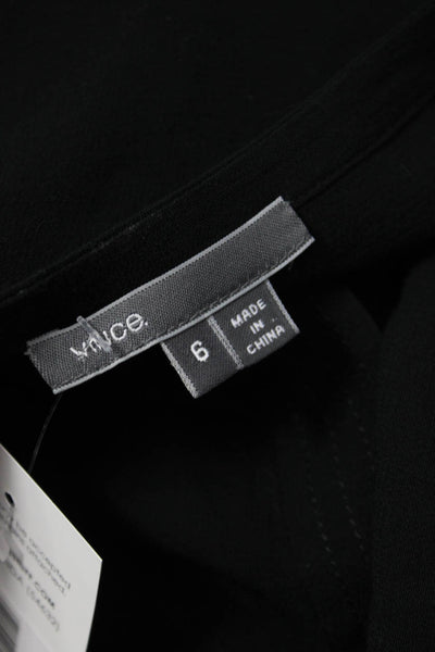 Vince Women Black Basic V-Neck Long Sleeve Blouse 100% Cotton Size 6