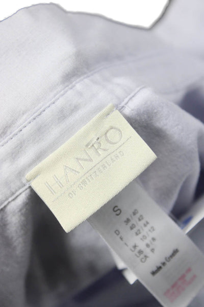 Hanro Women Light Blue Cotton Collared Long Sleeve Button Up Top Size S