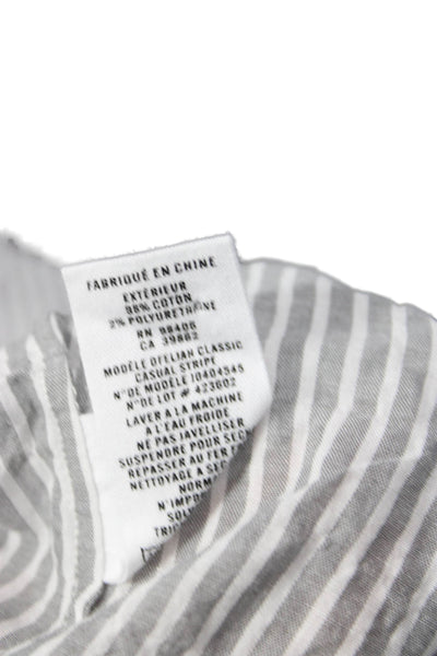 Theory Womens Tunic Gray Striped V-Neck Long Sleeve Size M