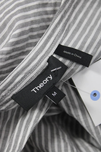 Theory Womens Tunic Gray Striped V-Neck Long Sleeve Size M