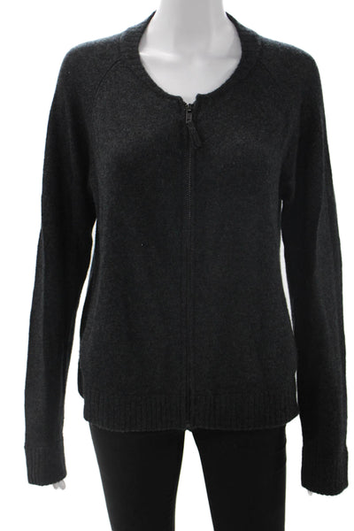 27 Miles Unisex Dark Gray Full Zip Cashmere Cardigan Graphic Print Size 1