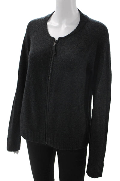 27 Miles Unisex Dark Gray Full Zip Cashmere Cardigan Graphic Print Size 1