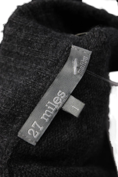 27 Miles Unisex Dark Gray Full Zip Cashmere Cardigan Graphic Print Size 1