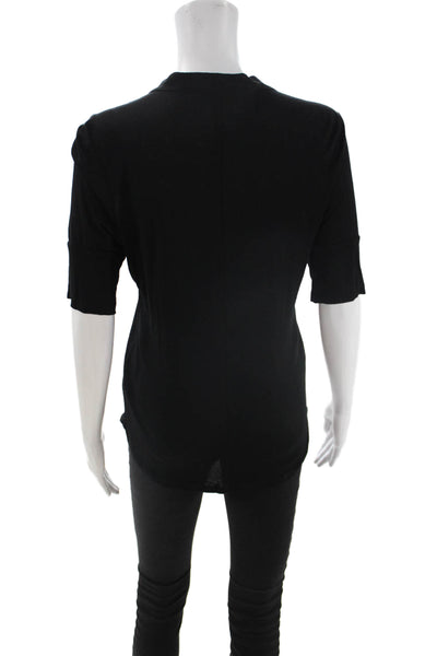 Frame Womens Black Viscose Tie Neck Blouse Classic Fall Size M