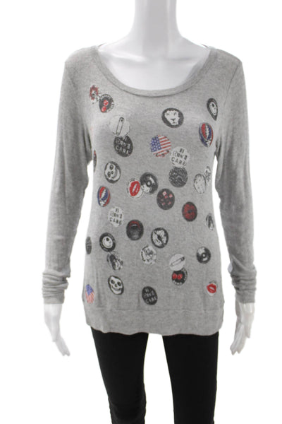 Lauren Moshi Unisex Pullover Sweater Gray Long Sleeve Graphic Size XS