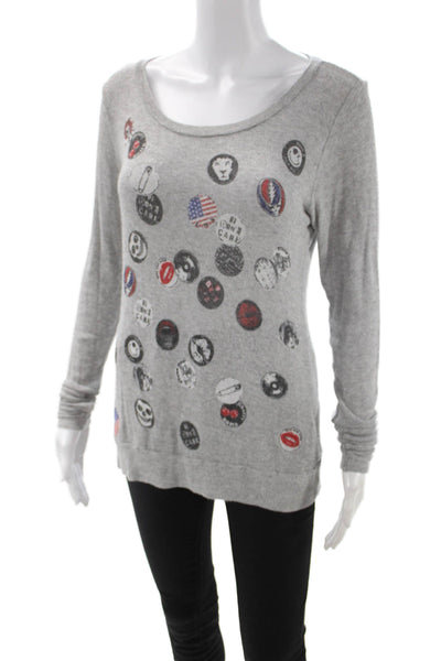 Lauren Moshi Unisex Pullover Sweater Gray Long Sleeve Graphic Size XS