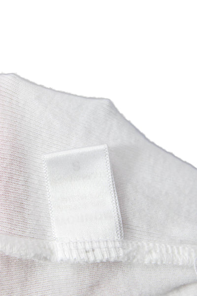 Monrow Womens Basic Cotton Blend Long Sleeve T-Shirt White Round Neck Size S