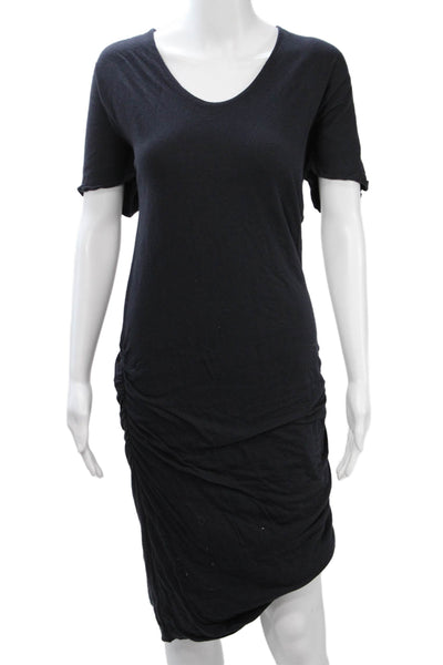 Standard James Perse Women Black Mid Calf Short Sleeve Cotton Dress Size 3