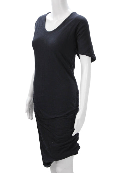 Standard James Perse Women Black Mid Calf Short Sleeve Cotton Dress Size 3