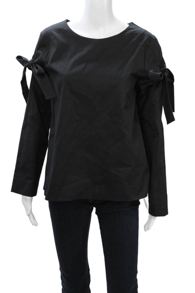 COS Womens Black Leopard Print Long Sleeve Round Neck Top Size 10