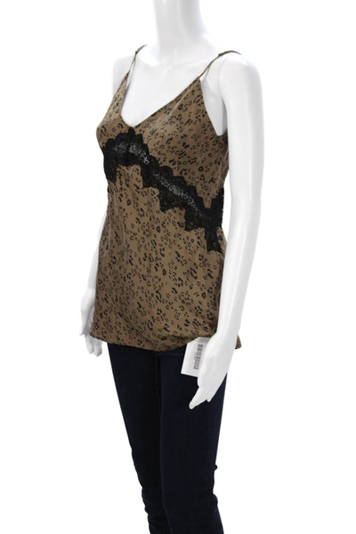 Carine Roitfeld For Uniqlo Women Brown Silk Leopard V-Neck Camisole Size M