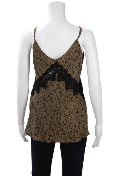 Carine Roitfeld For Uniqlo Women Brown Silk Leopard V-Neck Camisole Size M